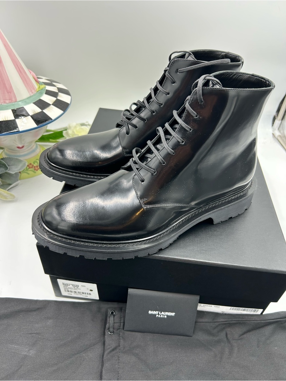 Men's Saint Laurent combat boots size 42 made in Italy NWT - Picture 7 of 12